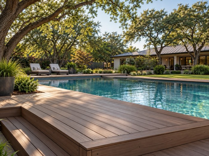 Illustration of a surrounding deck beside a residential pool